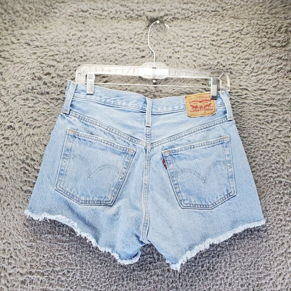 Levis Shorts Womens 28 Blue High-Waisted 501 Denim Cut Off Jorts - Picture 1 of 12